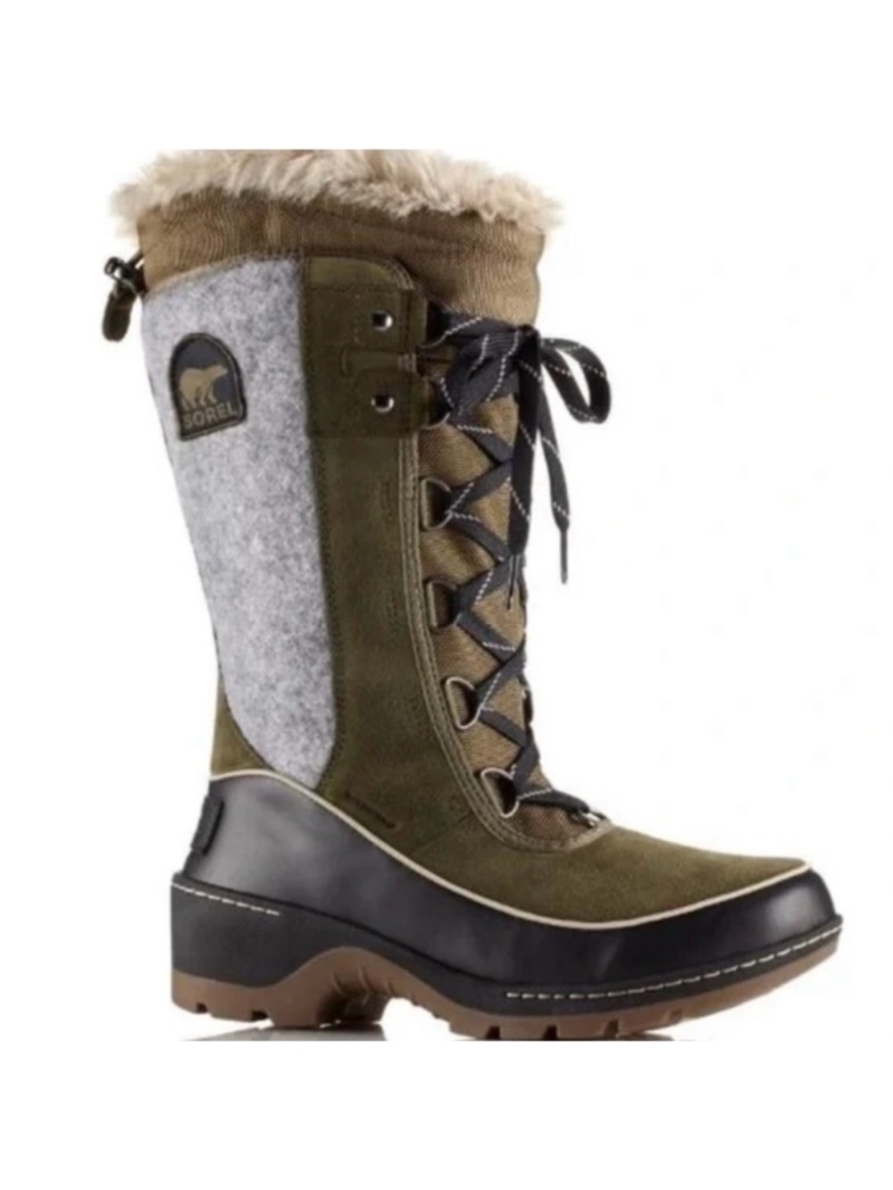 Sorel Tivioli High lll Olive Green Waterproof Suede Leather Lace Up Boots